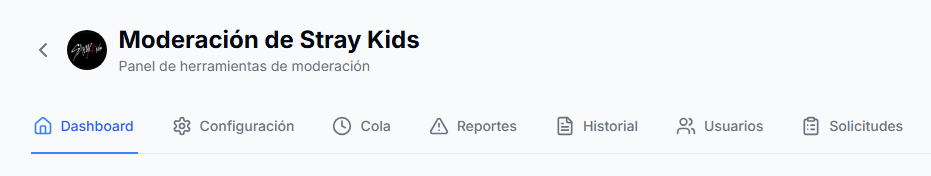 Opciones del panel de moderación